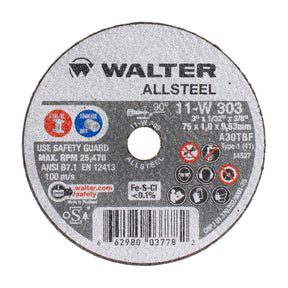 Walter 3 inch x 1/32 inch x 3/8 inch ALLSTEEL Cut-Off Wheel, Type 1, part 11W303