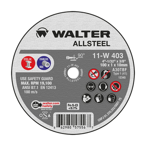 4" x 1/32" x 3/8" ALLSTEEL Cut-Off Wheel, Type 1