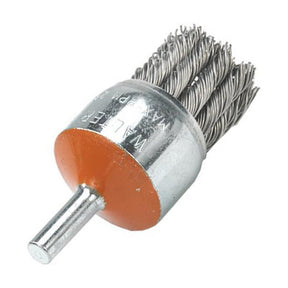 Walter 3/4 inch Knot-Twisted Wire Mounted End Brush, 1/4 inch Shank, .020 inch Carbon Steel, part 13C019