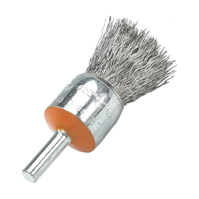 Walter 3/4 inch Crimped Wire Mounted End Brush, 1/4 inch Shank, .014 inch Stainless Steel, part 13C058