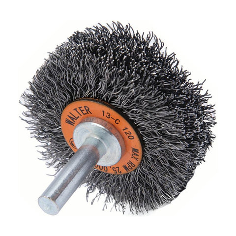 2" x 5/8" Crimped Wire Mounted Wheel Brush, 1/4" Shank, .0118" Carbon Steel