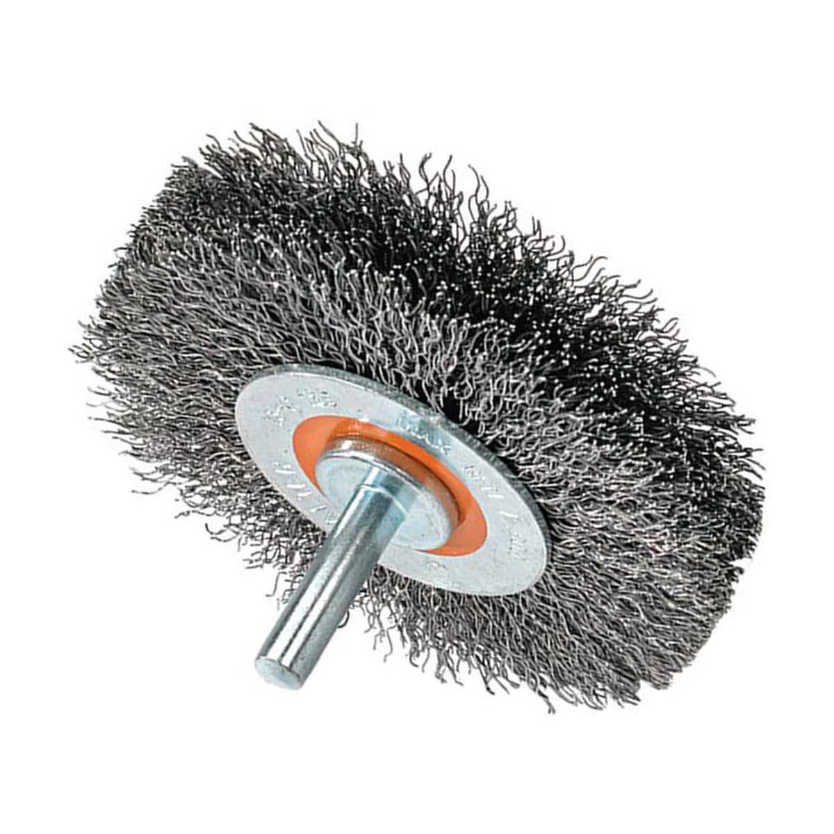 Walter 3 inch x 3/4 inch Crimped Wire Mounted Wheel Brush, 1/4 inch Shank, .0118 inch Carbon Steel, part 13C125