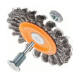 Walter 4 inch Double Sided Knot-Twisted Wire Mounted Wheel Brush, 1/2 inch Shank, .0118 inch Carbon Steel, part 13C404