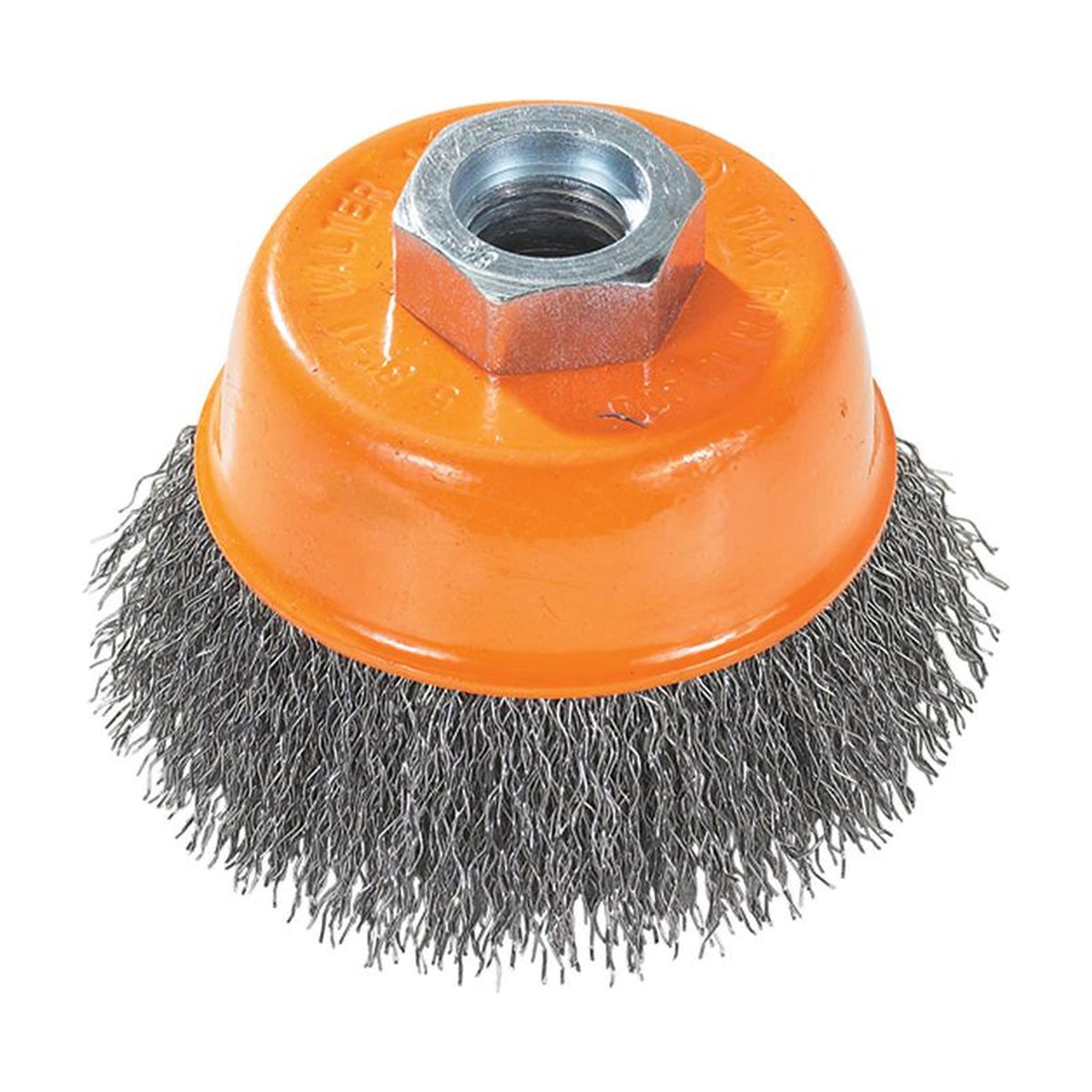 Walter 3 inch x 5/8 inch-11 Crimped Wire Cup Brush, .0118 inch Carbon Steel, 22 mm Trim, part 13D304