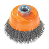 3" x 5/8"-11 Crimped Wire Cup Brush, .0118" Carbon Steel, 22 mm Trim