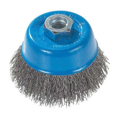Walter 3 inch x 5/8 inch-11 Crimped Wire Cup Brush, .0118 inch Stainless Steel, part 13D314