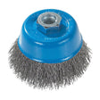 Walter 5 inch x 5/8 inch-11 Crimped Wire Cup Brush, .020 inch Stainless Steel, part 13E514