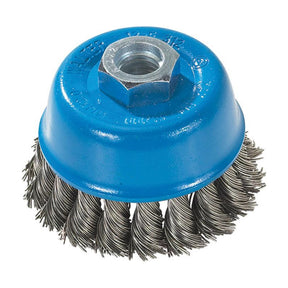 Walter 3 inch x 5/8 inch-11 Knot-Twisted Wire Cup Brush, .015 inch Stainless Steel, part 13F314