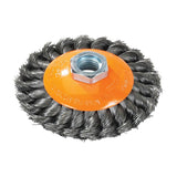 5" x 5/8"-11 Knot-Twisted Wire Saucer Cup Brush, .020" Carbon Steel