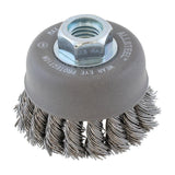 3" x 5/8"-11 ALLSTEEL Knot-Twisted Wire Cup Brush, .020" Carbon Steel