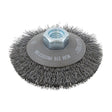 Walter 4 inch x 5/8 inch-11 ALLSTEEL Crimped Wire Saucer Cup Brush, .0118 inch Carbon Steel, part 13W431