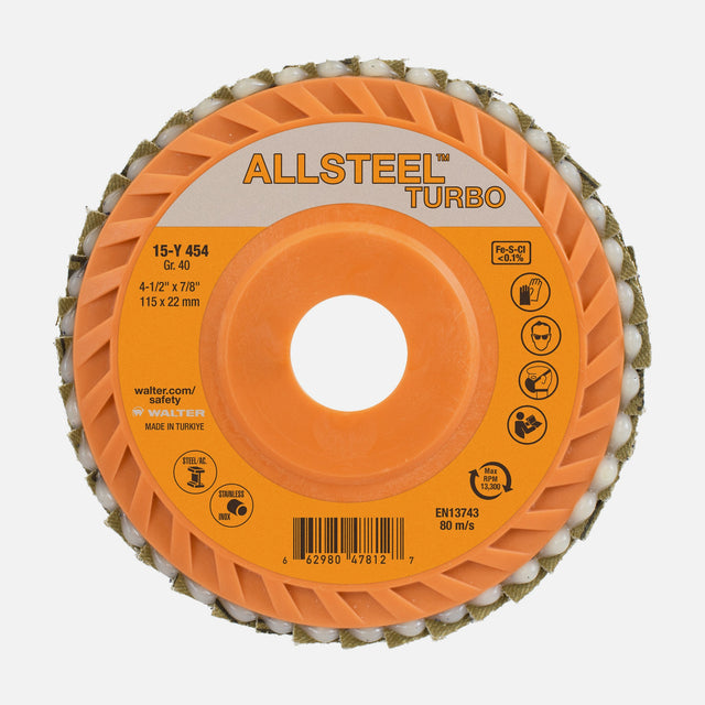 Walter ALLSTEEL TURBO 4-1/2 inch flap disc, part 15Y454