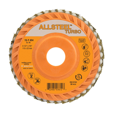 4-1/2" x 7/8" ALLSTEEL TURBO Flap Disc, 40 Grit, Type 27
