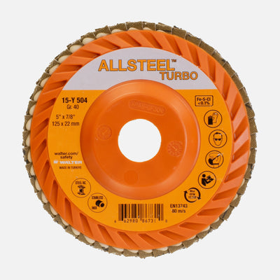 Walter ALLSTEEL TURBO 5 inch flap disc, part 15Y504