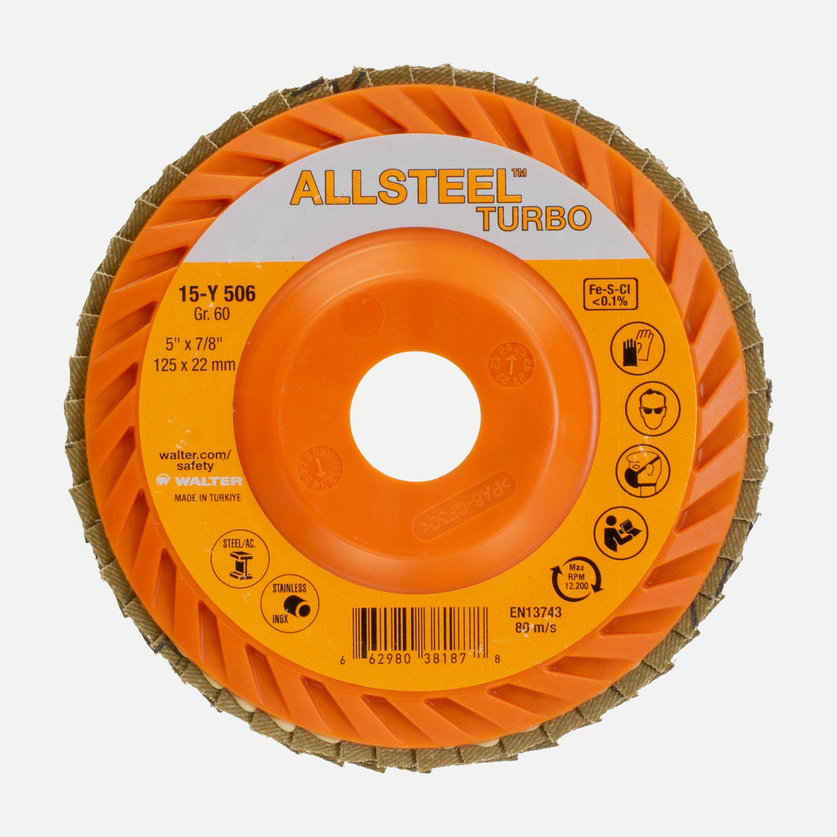 Walter ALLSTEEL TURBO 5 inch flap disc, part 15Y506