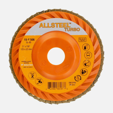 5" x 7/8" ALLSTEEL TURBO Flap Disc, 60 Grit, Type 27