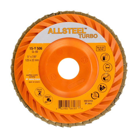 5" x 7/8" ALLSTEEL TURBO Flap Disc, 60 Grit, Type 27