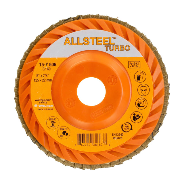 Walter ALLSTEEL TURBO 5 inch flap disc, part 15Y506