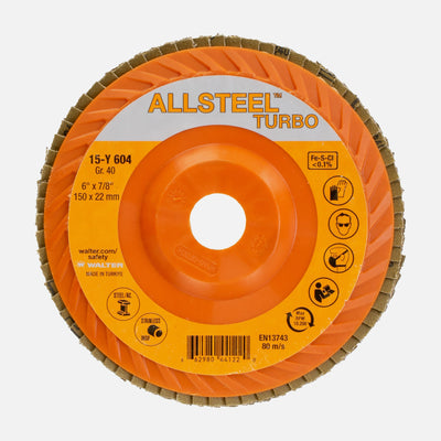 Walter ALLSTEEL TURBO 6 inch flap disc, part 15Y604
