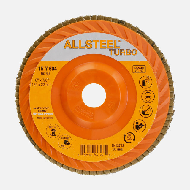 Walter ALLSTEEL TURBO 6 inch flap disc, part 15Y604