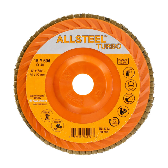 Walter ALLSTEEL TURBO 6 inch flap disc, part 15Y604