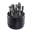 Drillco carbide burr set in its case, part 70S003DC