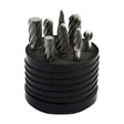 Drillco carbide burr set in its case, part 70S010NF
