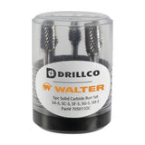 Drillco Carbide Burr Set No. 11, 5 Piece, 1/2" Burrs, 1/4" Shank, Double Cut