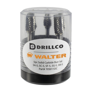 Drillco carbide burr set in its case, part 70S011DC