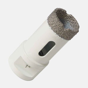 White Diamond tile bit, 5/8”-11 thread, vacuum brazed, dry cutting for porcelain, ceramic, granite, marble